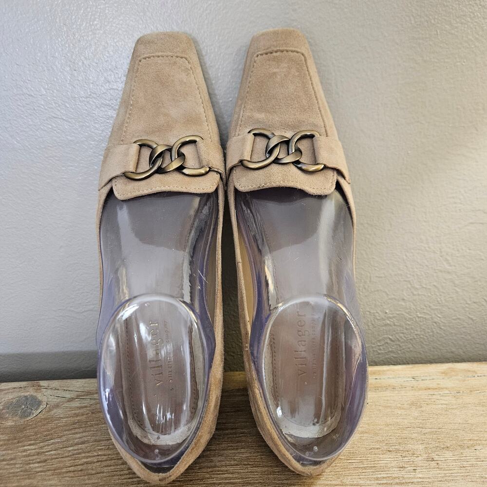 Villager Liz Claiborne Ophelia Suede LoaferPumps Beige 8M Y2K Preppy Old$ Career - Picture 3 of 10